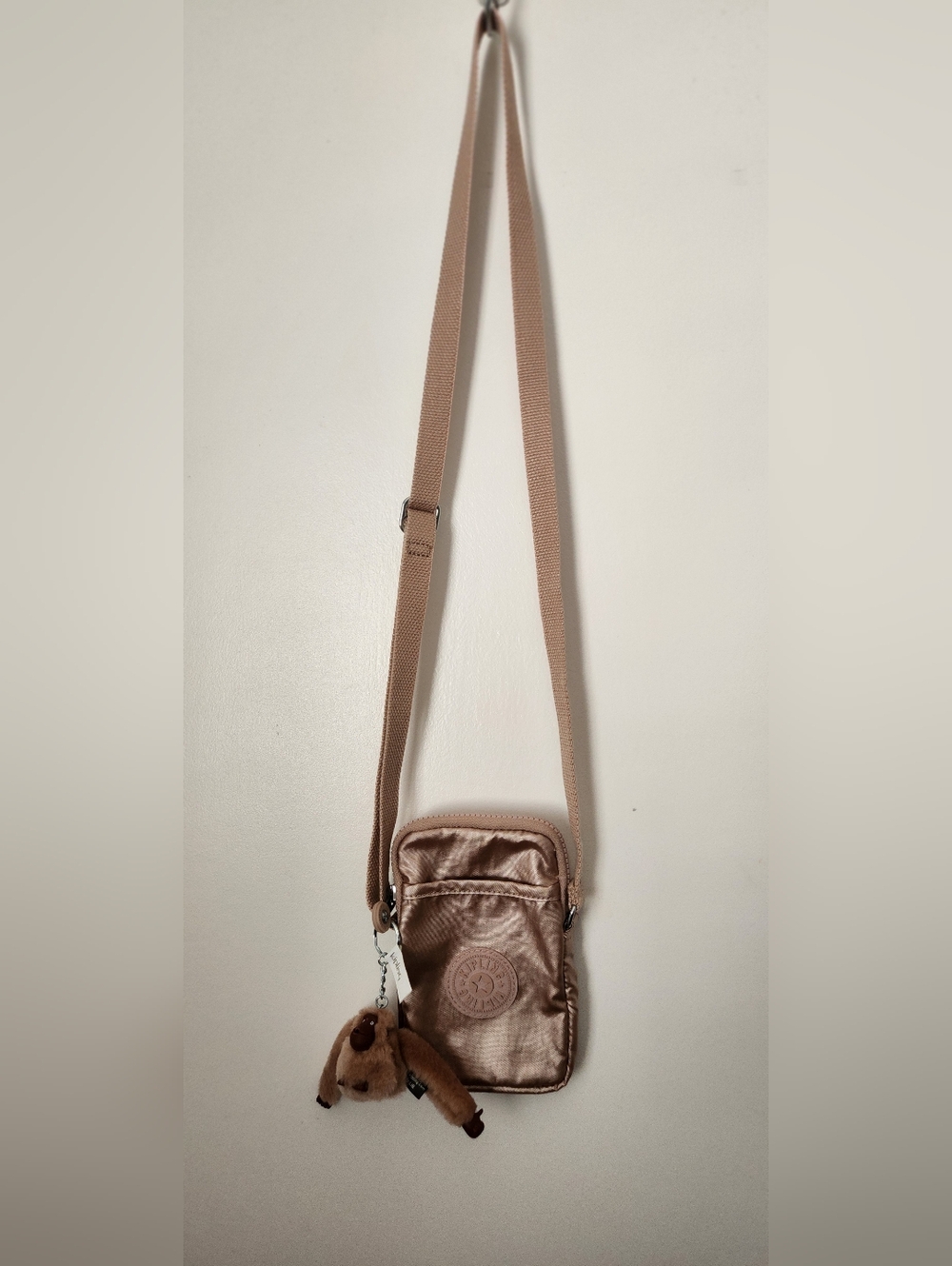 Kipling Metallic Rose Gold Crossbody/Phone Pouch